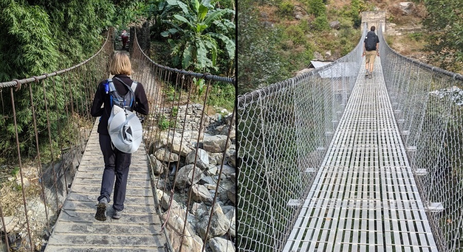 Metal Bridges on the Annapurna Base Camp Trek