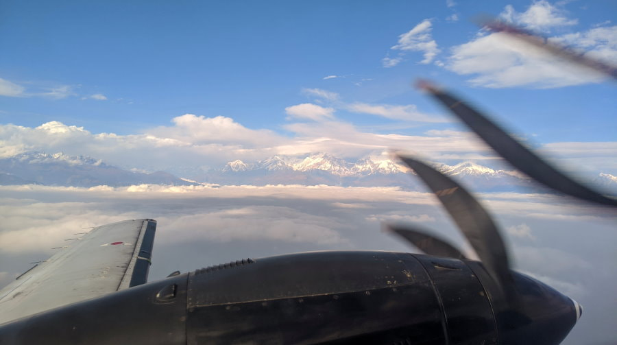 Pokhara to Kathmandu view of Annapurna from the airplane