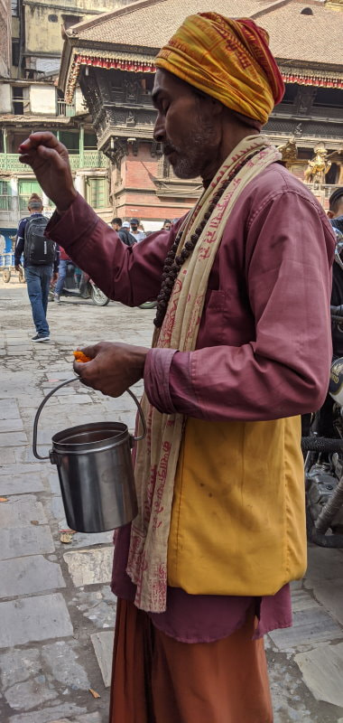 Kathmandu Temple - Tika Blessing