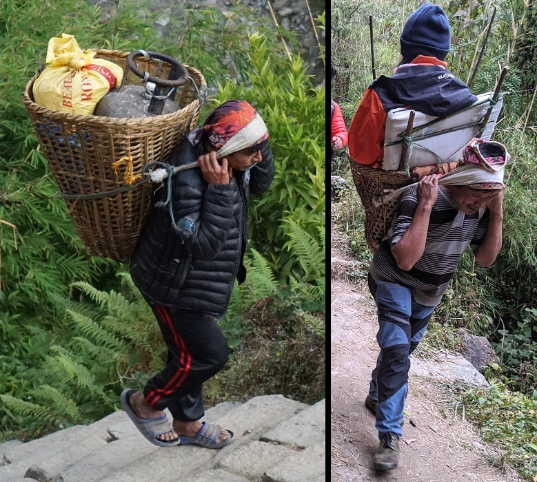 Porters between Chhomrong and Himalaya