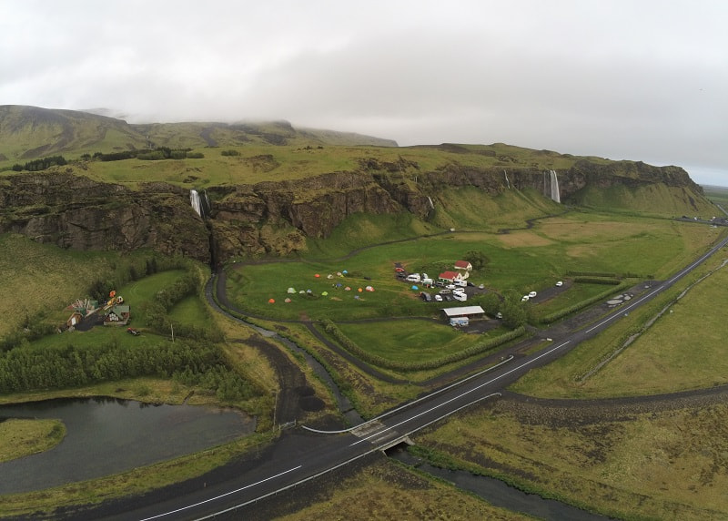 Seljalandsfoss & Gljúfrabúi Waterfalls Drone Shot